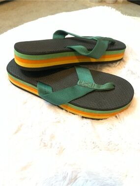 Vintage flip flops unisex yellow and orange
